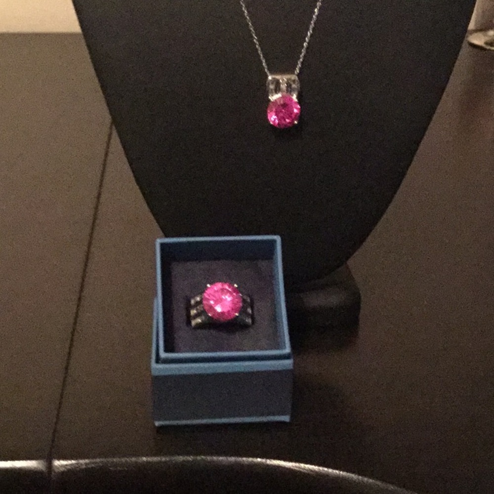 Lab created pink sapphire ring